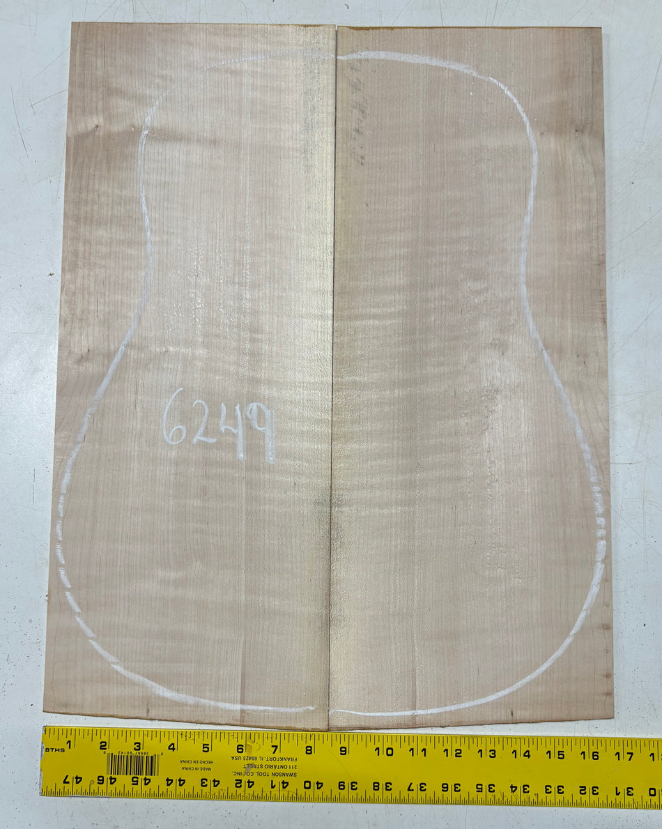 Flame Hard Maple Dreadnought  Guitar Back Set 21"x8-3/8"x1/8"#6249