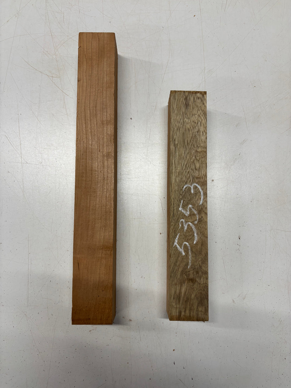 2 Pack, 2 Species Cherry+ Black Limba Turning Wood Blanks   Cherry - 15"x2"x2" , Black Limba 12"x2"x2"#5353