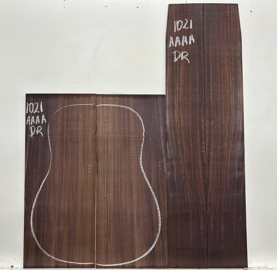 East Indian Rosewood Dreadnought AAAA Grade Guitar Back & Side Set #1021 - Exotic Wood Zone
