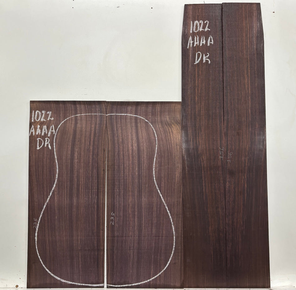 East Indian Rosewood Dreadnought AAAA Grade Guitar Back & Side Set #1022 - Exotic Wood Zone