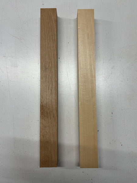 2 Pack, 2 Species Basswood + Red Alder Turning Wood Blanks 18"x1-7/8"x1-7/8"#6660 - Exotic Wood Zone