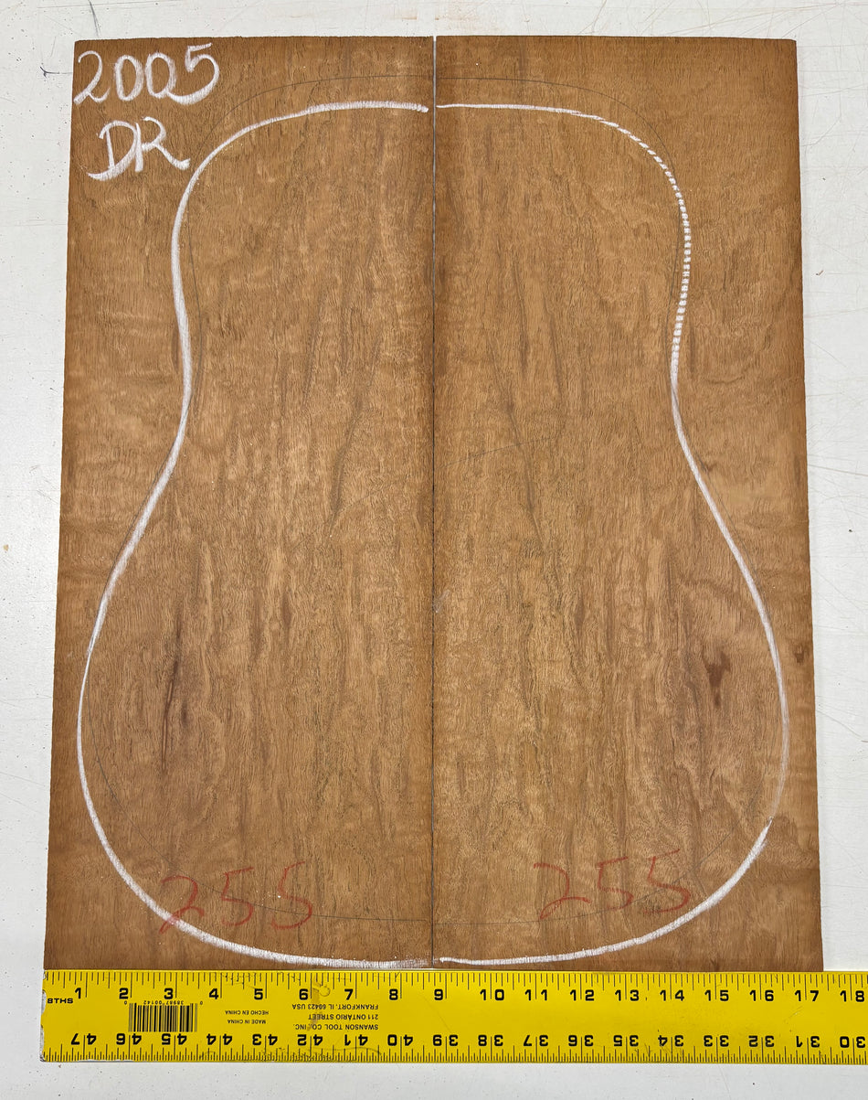 Rare Peacock Flame Mahogany Dreadnought Guitar Back Set #2005