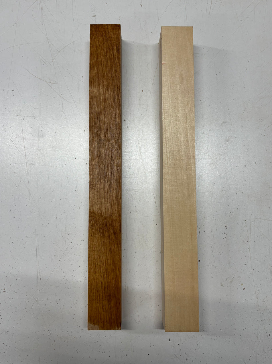 2 Pack, 2 Species Basswood + Red Alder Turning Wood Blanks 18"x1-7/8"x1-7/8"#6660