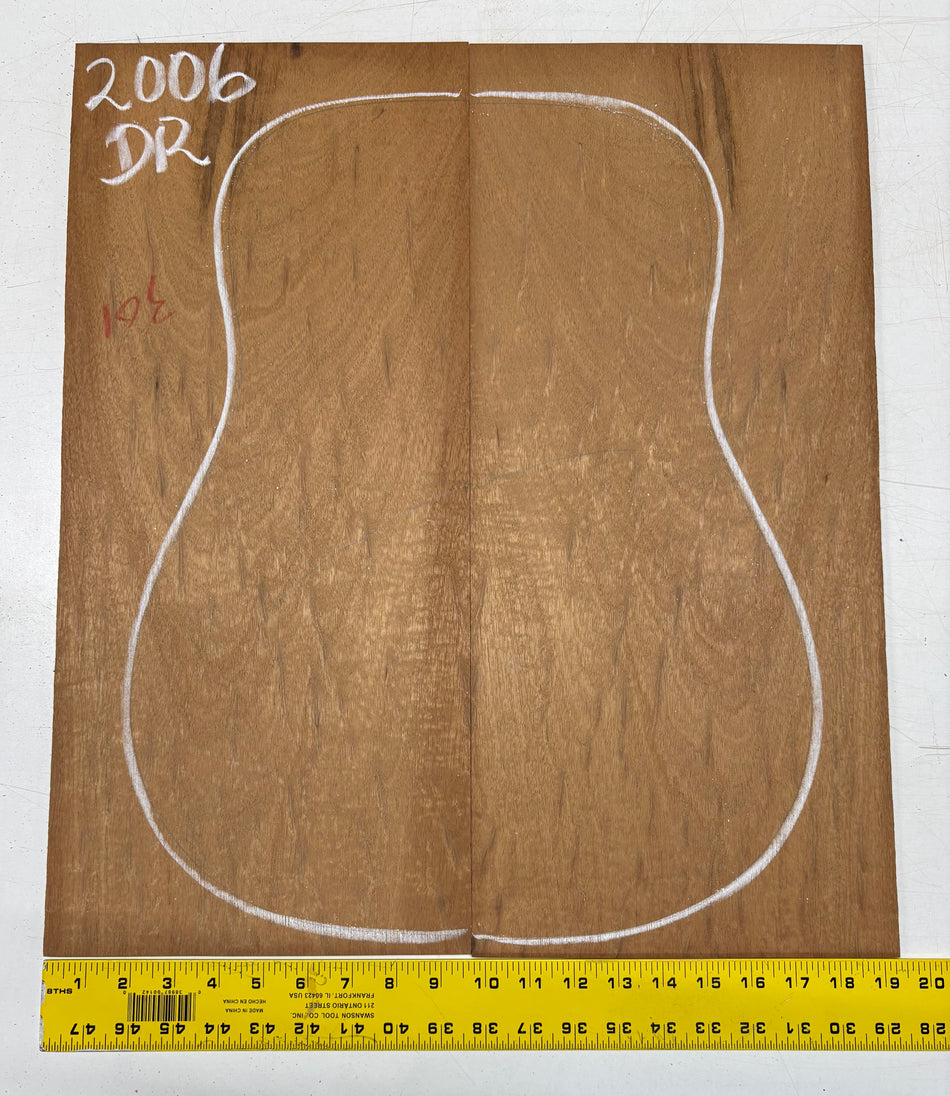 Rare Peacock Flame Mahogany Dreadnought Guitar Back Set #2006