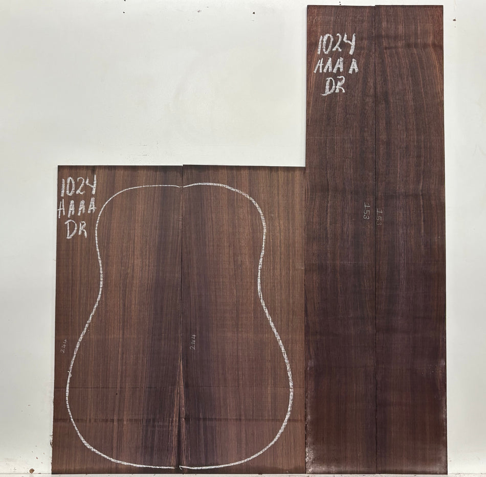 East Indian Rosewood Dreadnought AAAA Grade Guitar Back & Side Set #1024 - Exotic Wood Zone