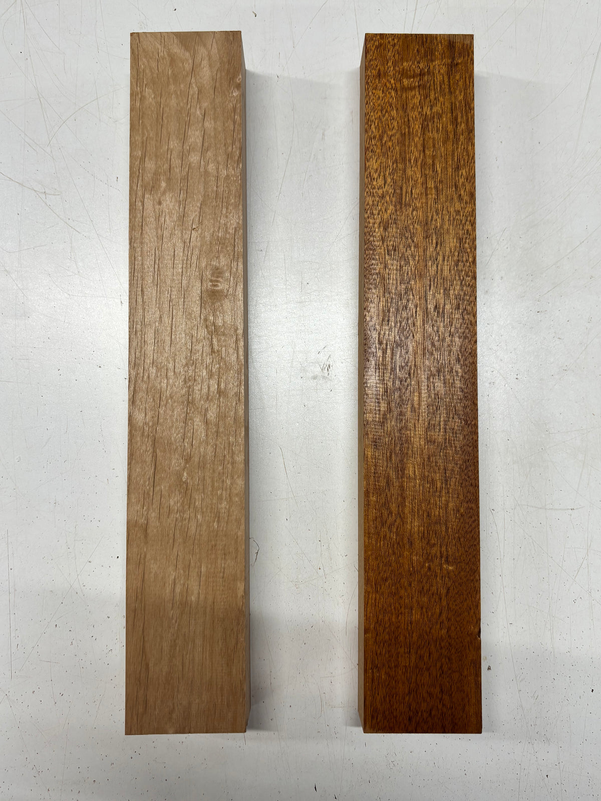2 Pack, 2 Species Red Alder + Mahogany  Turning Blanks   Alder : 18"x3"x1-7/8"   Mahogany : 18"x3"x1-3/4"#6661 - Exotic Wood Zone