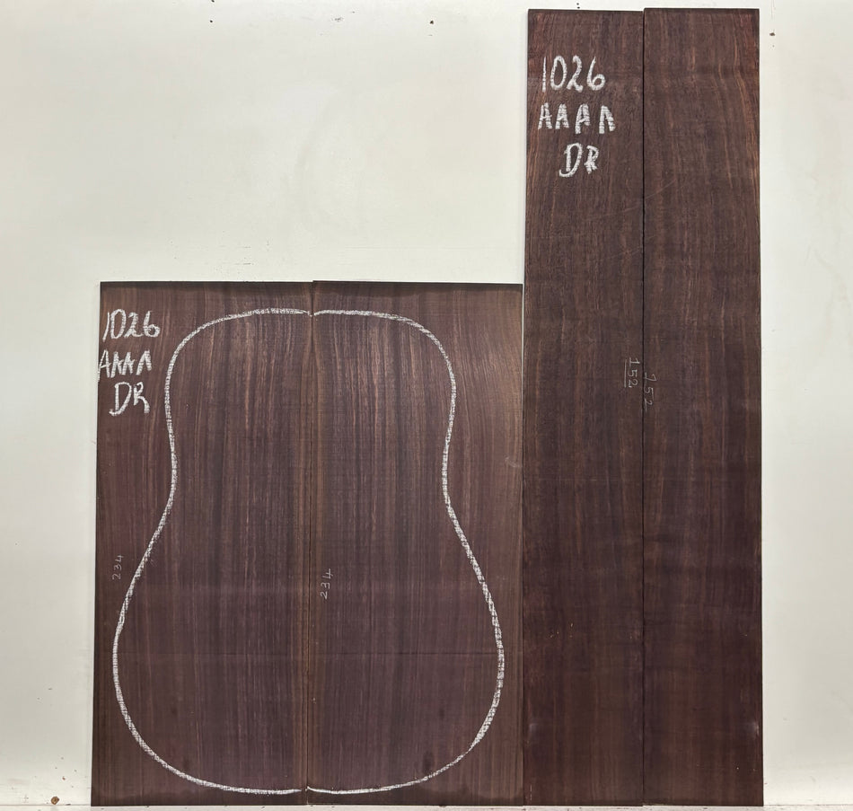 East Indian Rosewood Dreadnought AAAA Grade Guitar Back & Side Set #1026 - Exotic Wood Zone