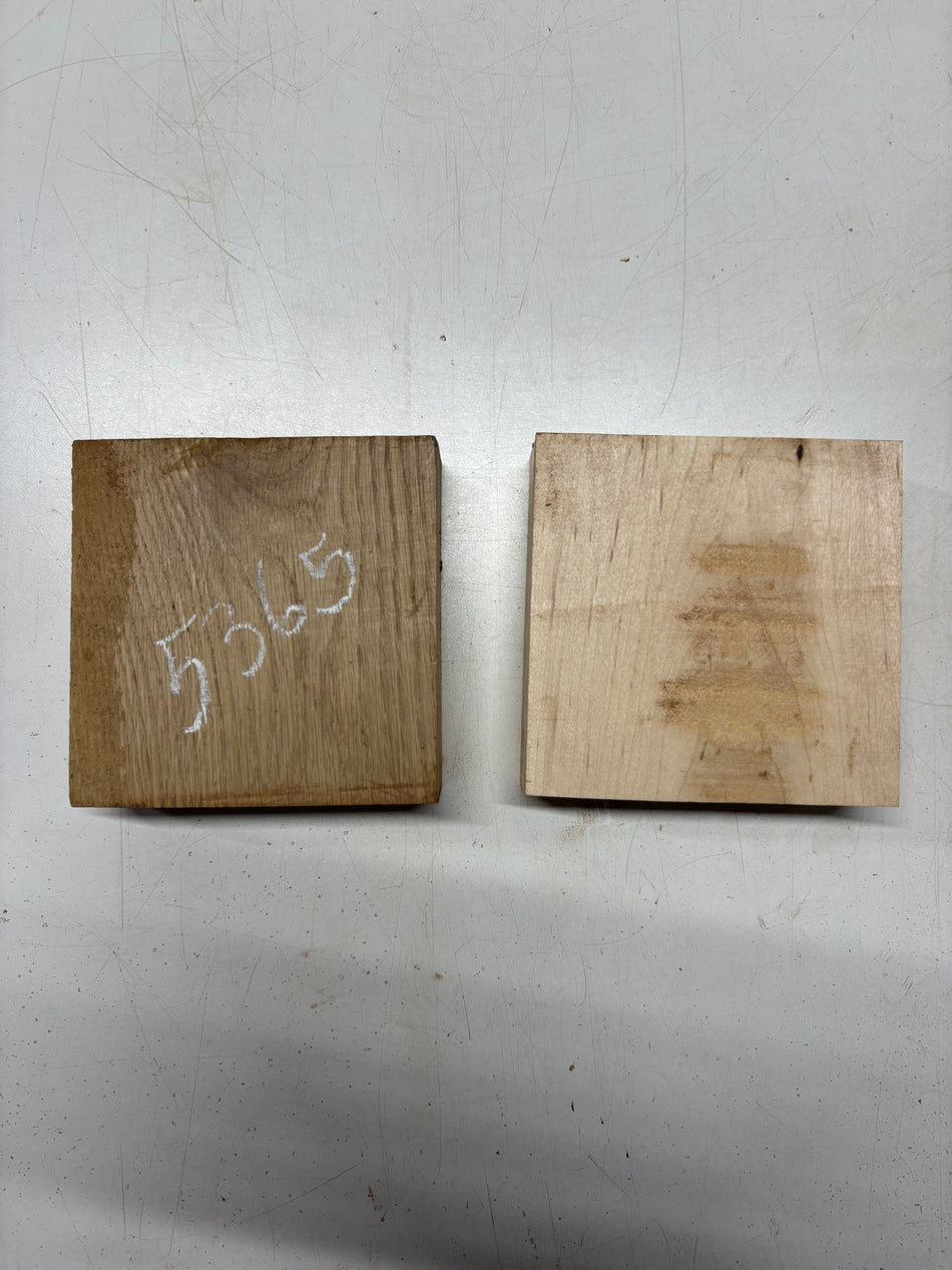 2 Pack, 2 Species Hard Maple + White oak Bowl Blanks 6"x6"x2"#5365