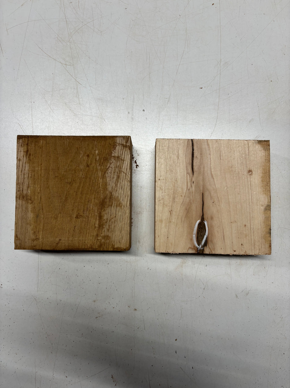 2 Pack, 2 Species Hard Maple + White oak Bowl Blanks 6"x6"x2"#5365