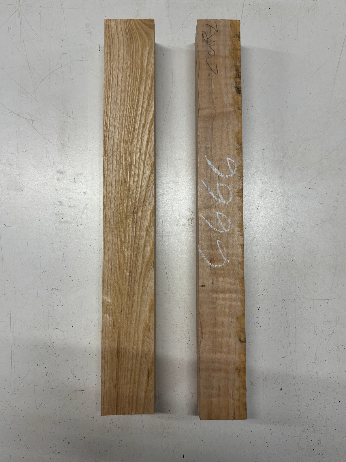 2 Pack, 2 Species Flame Hard Maple + White Ash Turning Wood Blank  Flame Hard Maple : 18"x2"x2"  White Ash : 18"x2-1/4"x2-1/8"#6666 - Exotic Wood Zone