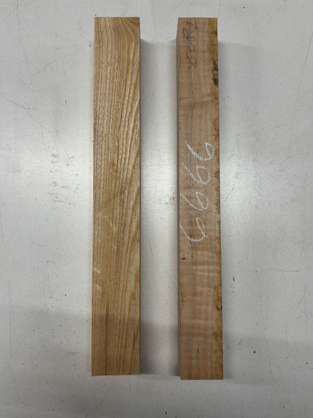 2 Pack, 2 Species Flame Hard Maple + White Ash Turning Wood Blank  Flame Hard Maple : 18"x2"x2"  White Ash : 18"x2-1/4"x2-1/8"#6666 - Exotic Wood Zone