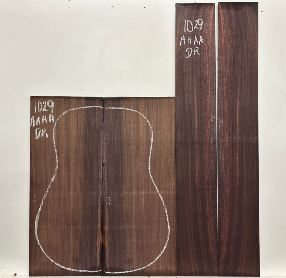 East Indian Rosewood Dreadnought AAAA Grade Guitar Back & Side Set #1029 - Exotic Wood Zone