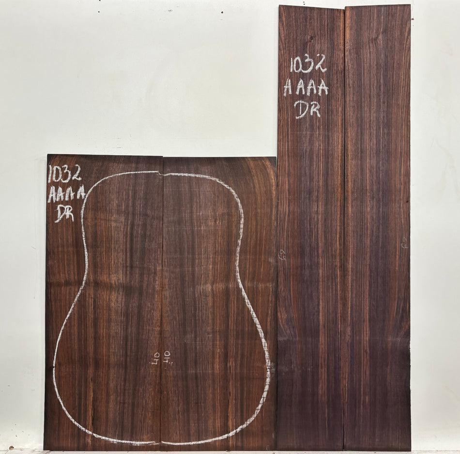 East Indian Rosewood Dreadnought AAAA Grade Guitar Back & Side Set #1032 - Exotic Wood Zone