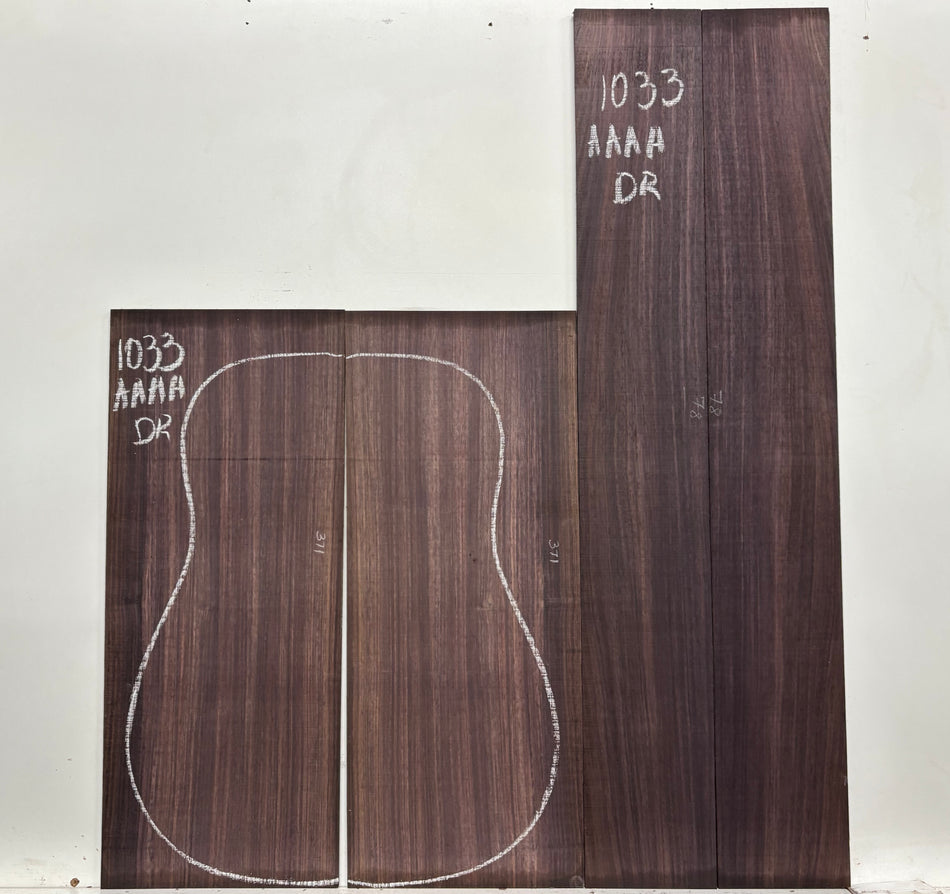 East Indian Rosewood Dreadnought AAAA Grade Guitar Back & Side Set #1033 - Exotic Wood Zone