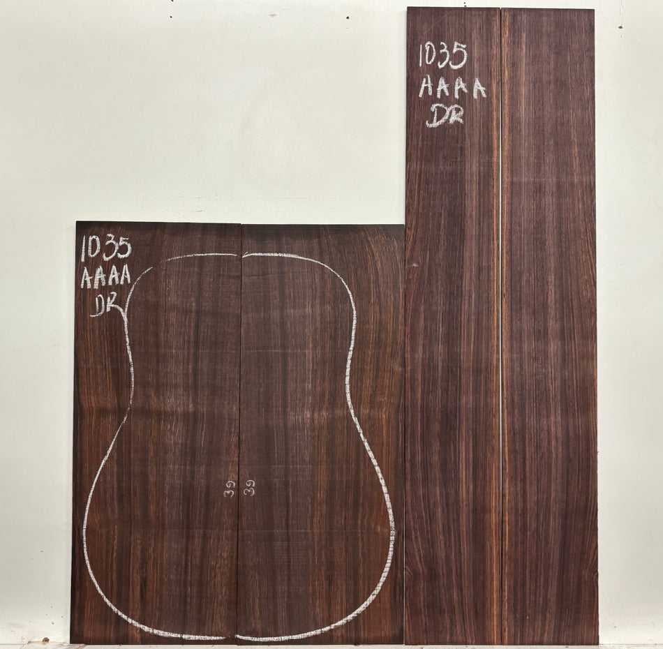 East Indian Rosewood Dreadnought AAAA Grade Guitar Back & Side Set #1035 - Exotic Wood Zone