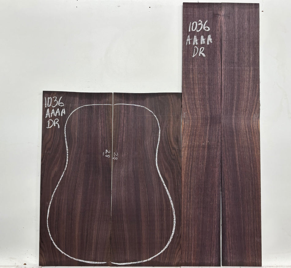 East Indian Rosewood Dreadnought AAAA Grade Guitar Back & Side Set #1036 - Exotic Wood Zone