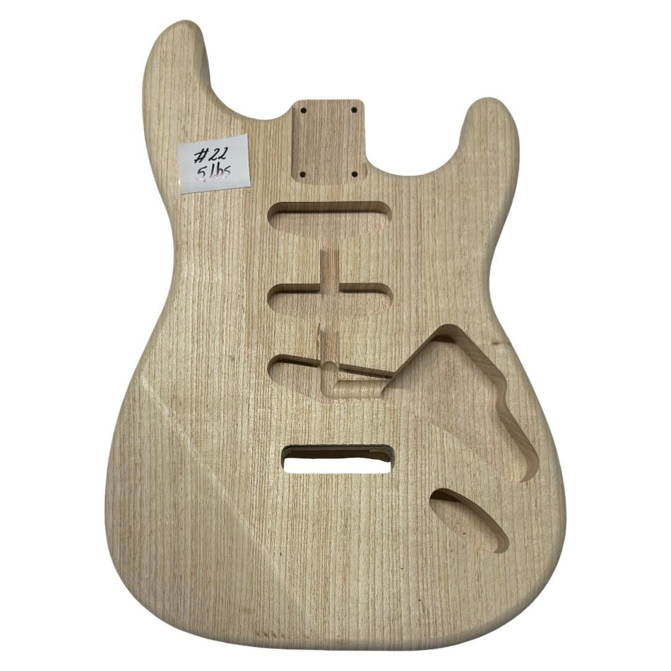 ST-Style Ash Unfinished Fender Guitar Body #22 - Exotic Wood Zone