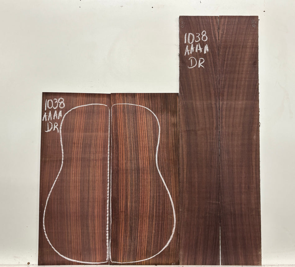 East Indian Rosewood Dreadnought AAAA Grade Guitar Back & Side Set #1038 - Exotic Wood Zone