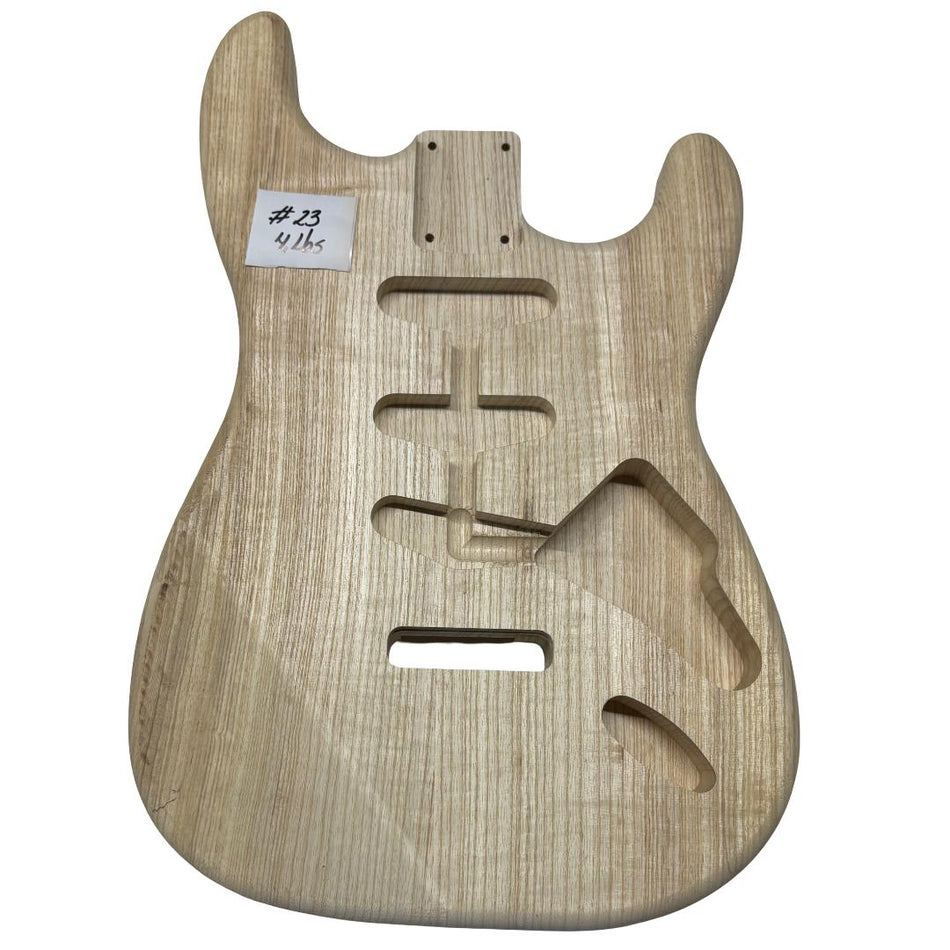 ST-Style White Ash Unfinished Fender Guitar Body #23 - Exotic Wood Zone