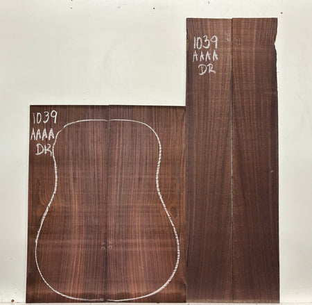 East Indian Rosewood Dreadnought AAAA Grade Guitar Back & Side Set #1039 - Exotic Wood Zone
