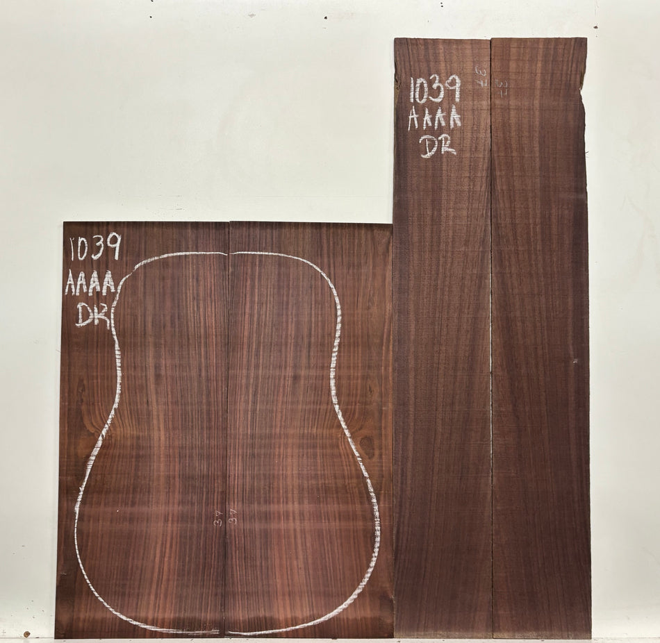 East Indian Rosewood Dreadnought AAAA Grade Guitar Back & Side Set #1039 - Exotic Wood Zone