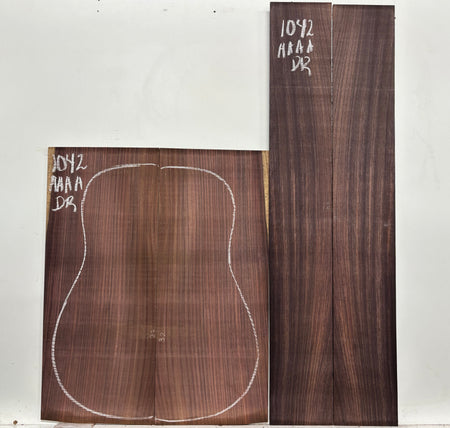 East Indian Rosewood Dreadnought AAAA Grade Guitar Back & Side Set #1042 - Exotic Wood Zone