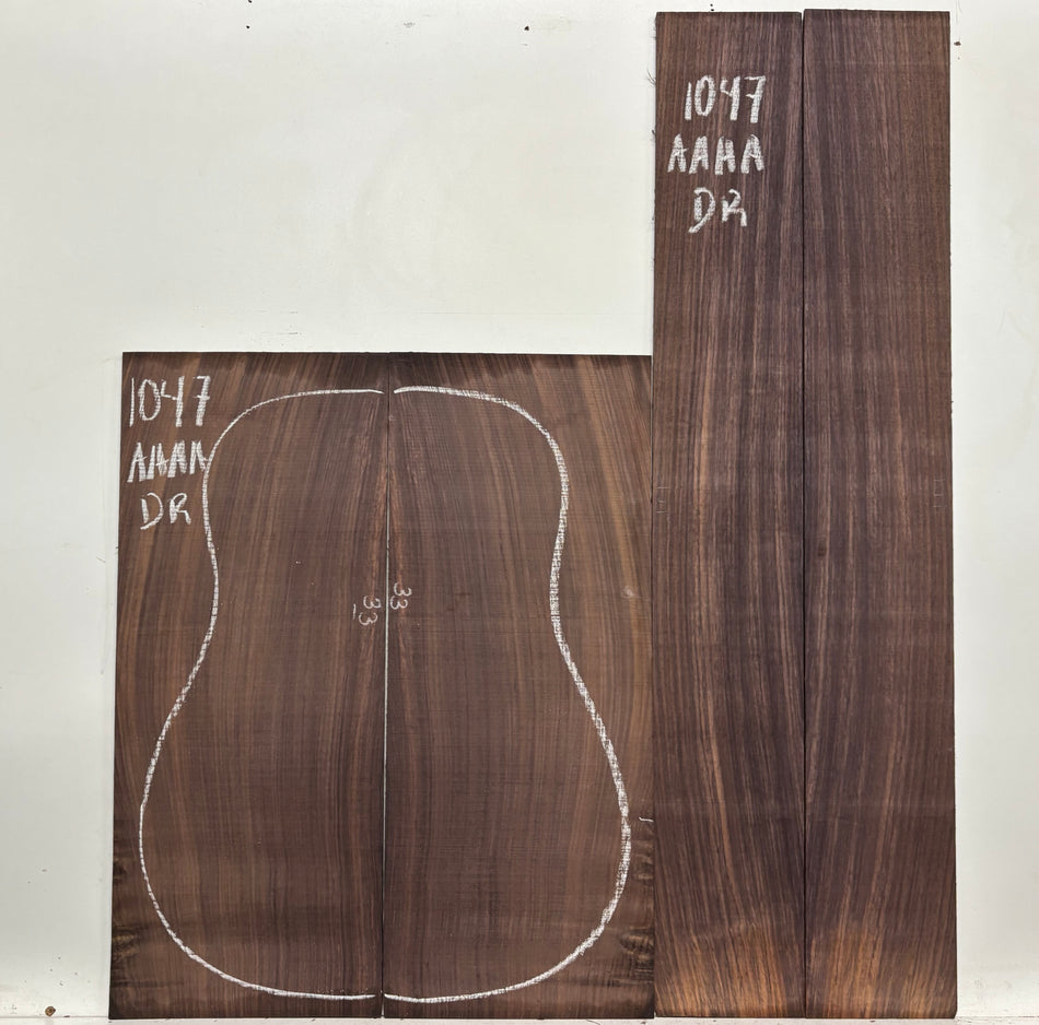 East Indian Rosewood Dreadnought AAAA Grade Guitar Back & Side Set #1047 - Exotic Wood Zone
