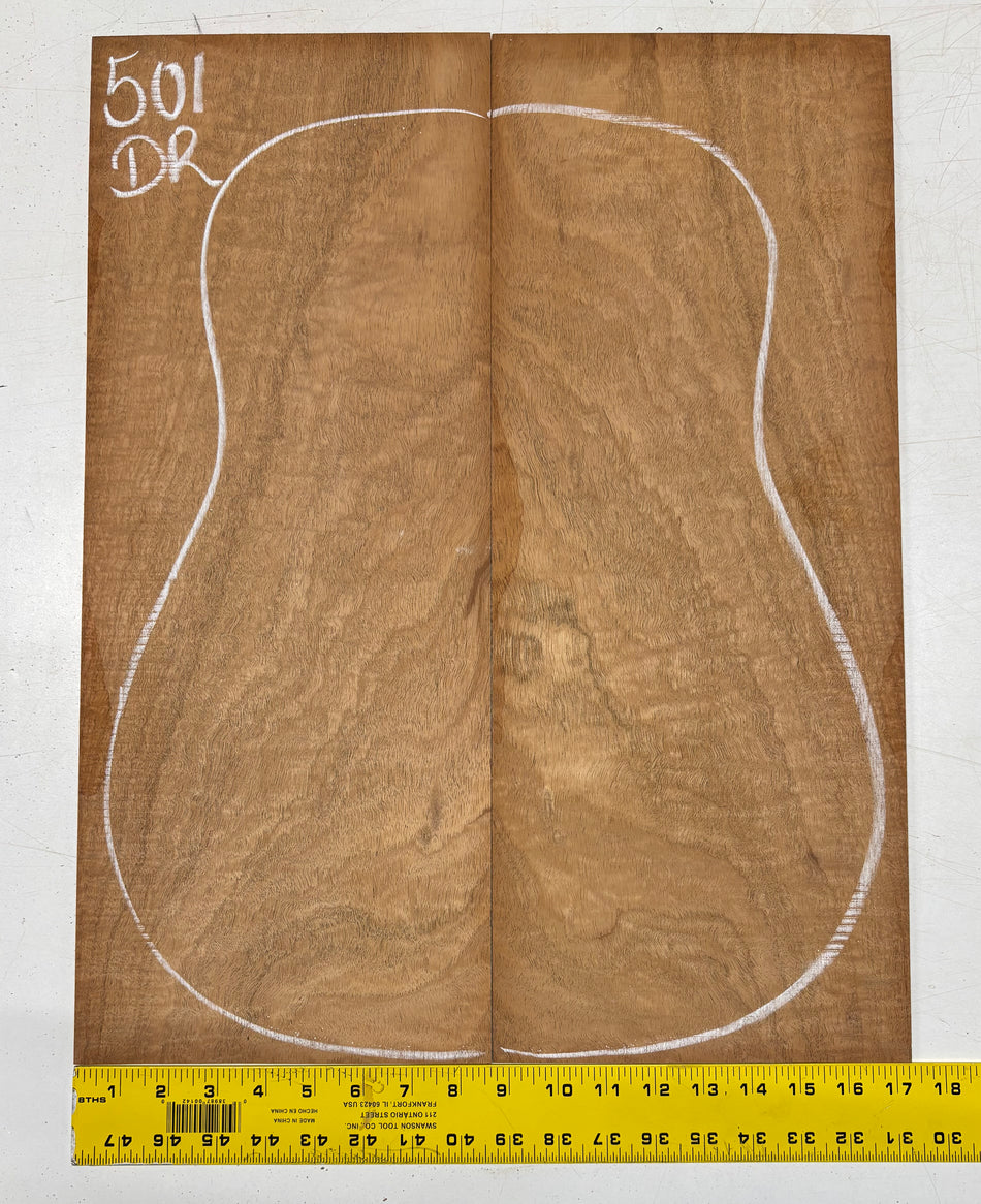 Figured Waterfall Flame Honduran Mahogany Dreadnought Guitar Back Set #501