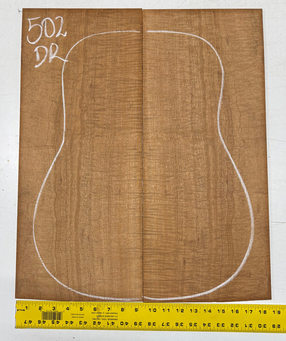 Figured Waterfall Flame Honduran Mahogany Dreadnought Guitar Back Set #502