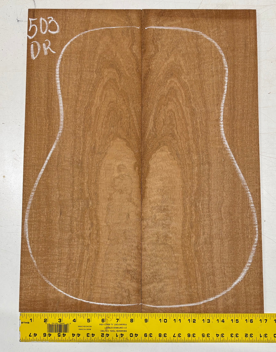 Figured Waterfall Flame Honduran Mahogany Dreadnought Guitar Back Set #503