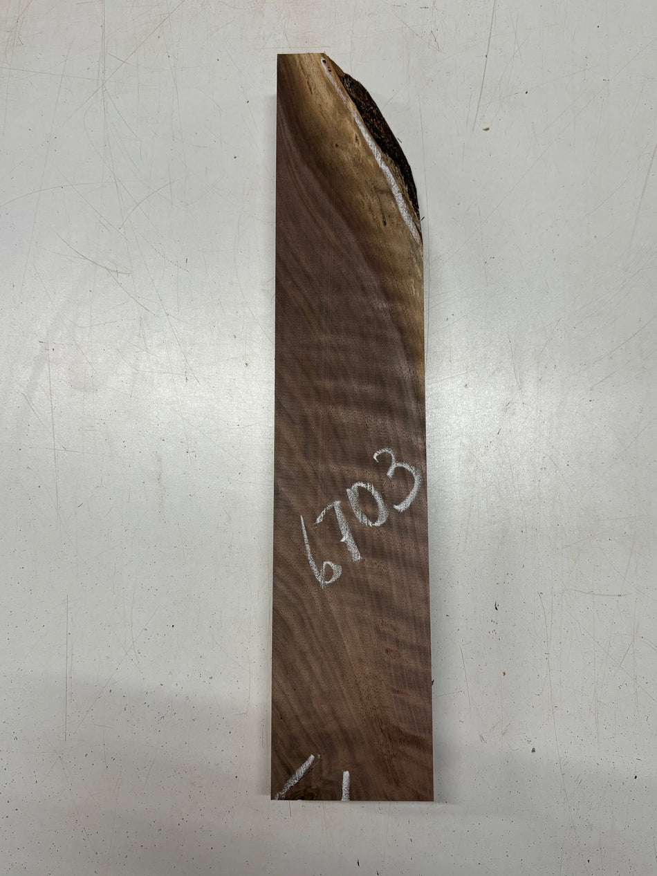 1 Piece, Flame Black Walnut Live Edge Blank 20"x4"x2"#6703 - Exotic Wood Zone