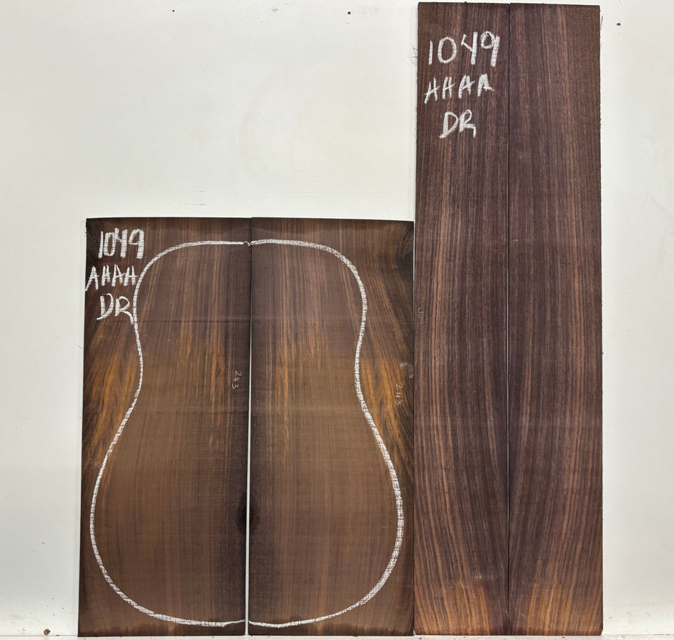 East Indian Rosewood Dreadnought AAAA Grade Guitar Back & Side Set #1049 - Exotic Wood Zone