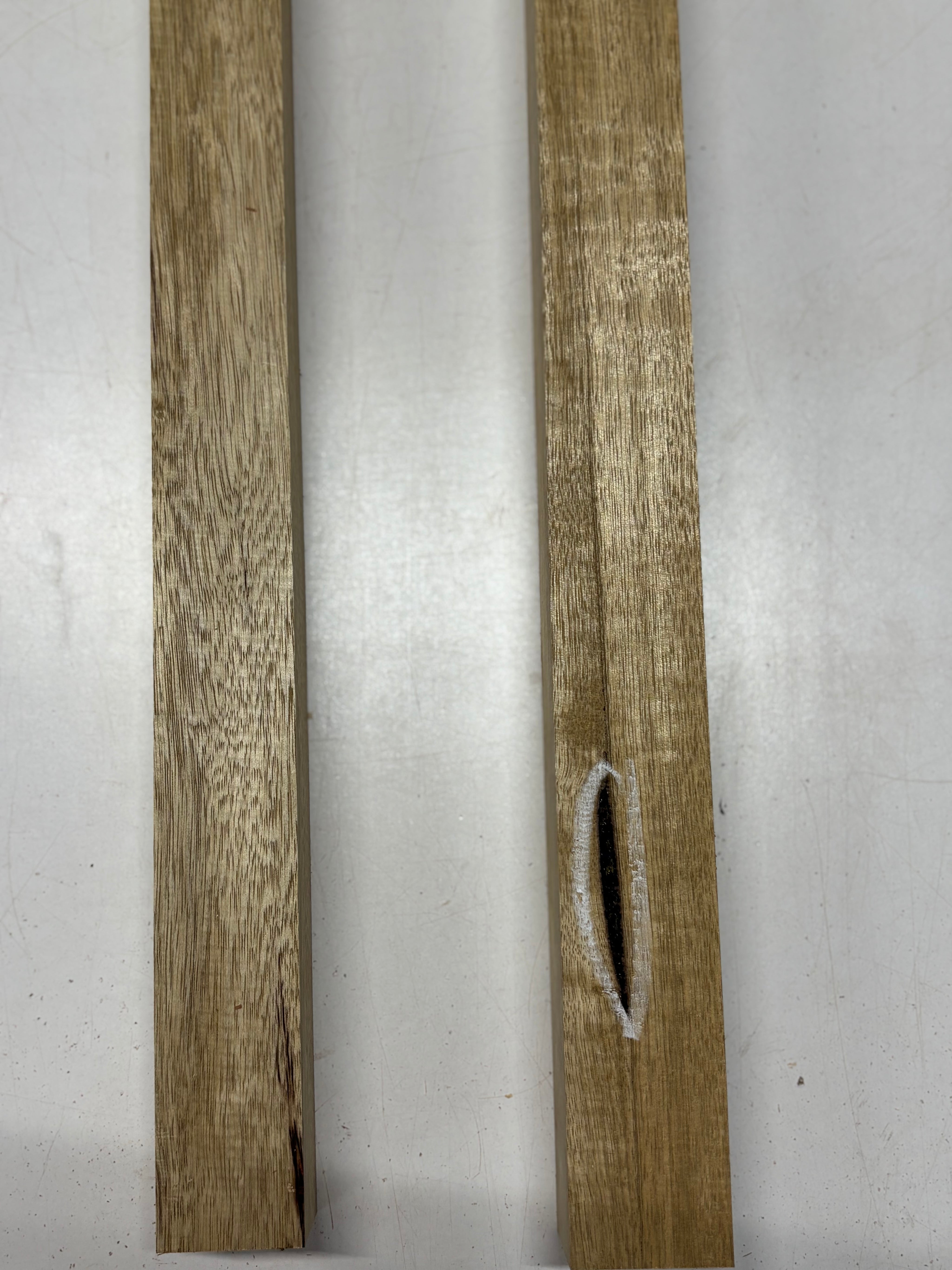 2 Pack, White Limba Turning Wood Blank 25"x1-7/8"x1-3/4" ,  25"x1-7/8"x2"#6706 - Exotic Wood Zone