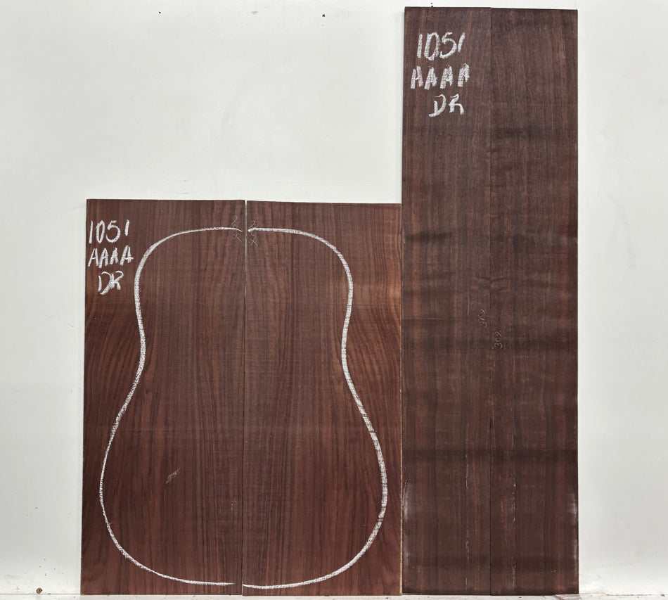 East Indian Rosewood Dreadnought AAAA Grade Guitar Back & Side Set #1051 - Exotic Wood Zone