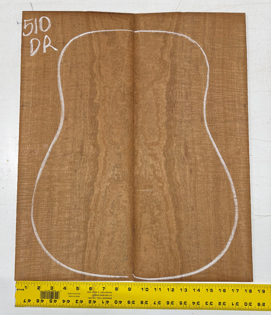 Figured Waterfall Flame Honduran Mahogany Dreadnought Guitar Back Set #510