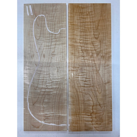 Flame Curly Hard Maple Bookmatched Guitar Drop Tops 21" x 7" x 3/8" #11 - Exotic Wood Zone - Buy online Across USA 