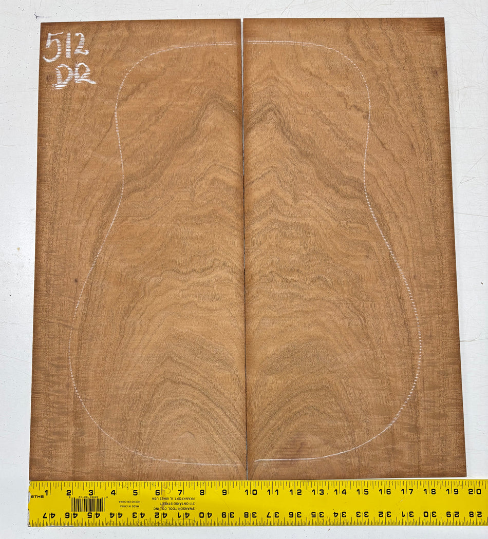 Figured Waterfall Flame Honduran Mahogany Dreadnought Guitar Back Set #512