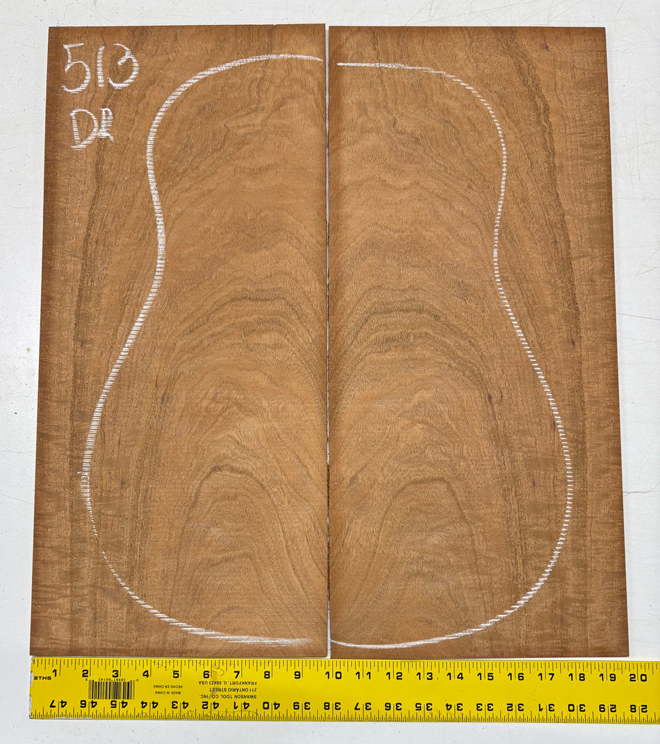 Figured Waterfall Flame Honduran Mahogany Dreadnought Guitar Back Set #513
