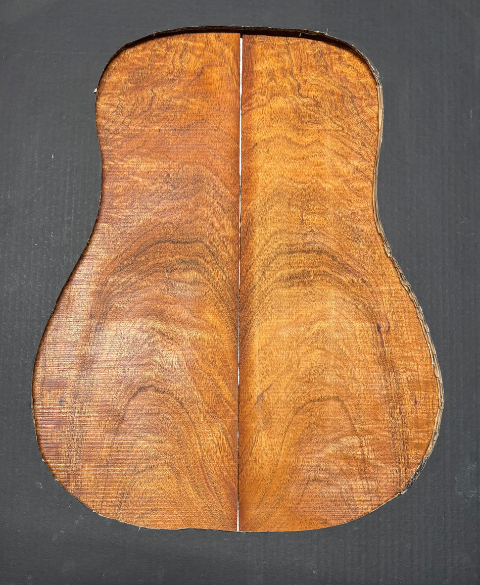 Figured Waterfall Flame Honduran Mahogany Dreadnought Guitar Back Set #513