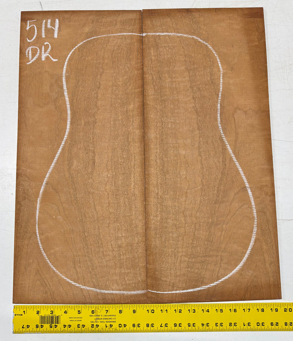 Figured Waterfall Flame Honduran Mahogany Dreadnought Guitar Back Set #514