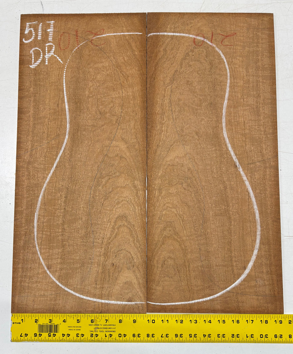 Figured Waterfall Flame Honduran Mahogany Dreadnought Guitar Back Set #517