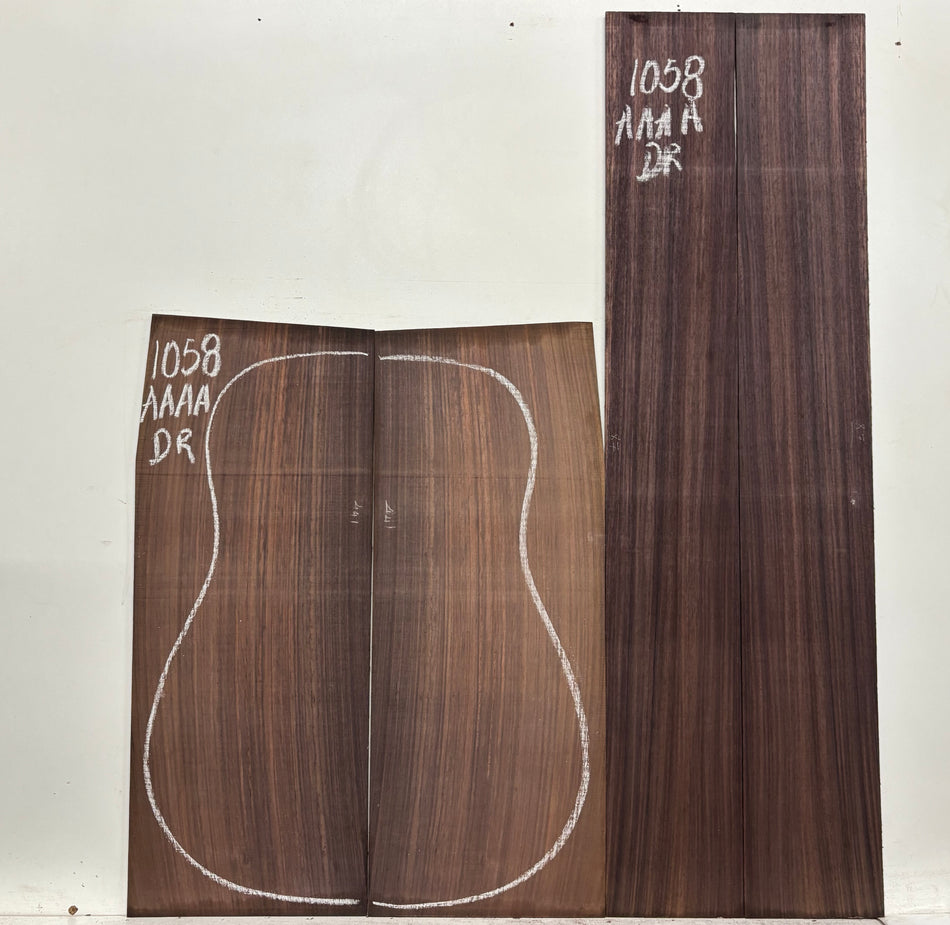 East Indian Rosewood Dreadnought AAAA Grade Guitar Back & Side Set #1058 - Exotic Wood Zone