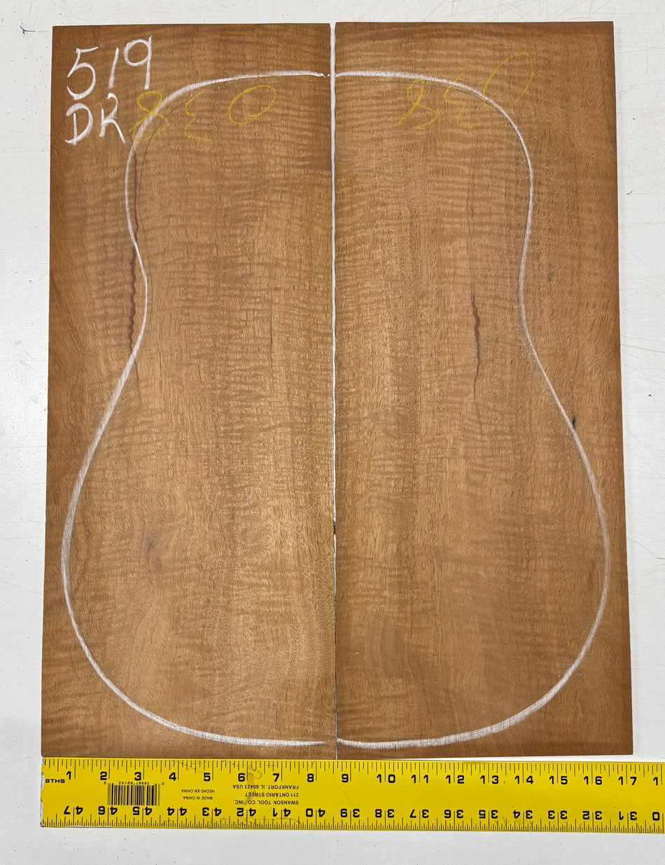 Figured Waterfall Flame Honduran Mahogany Dreadnought Guitar Back Set #519
