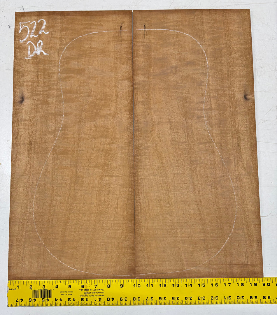 Figured Waterfall Flame Honduran Mahogany Dreadnought Guitar Back Set #522