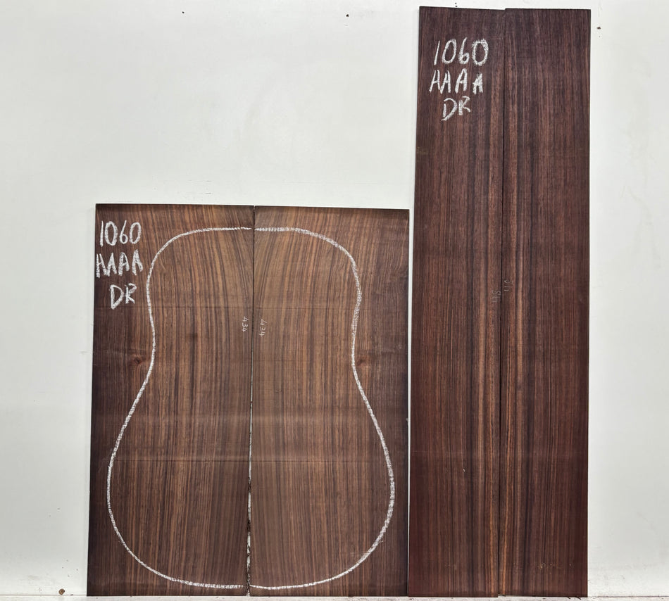 East Indian Rosewood Dreadnought AAAA Grade Guitar Back & Side Set #1060 - Exotic Wood Zone