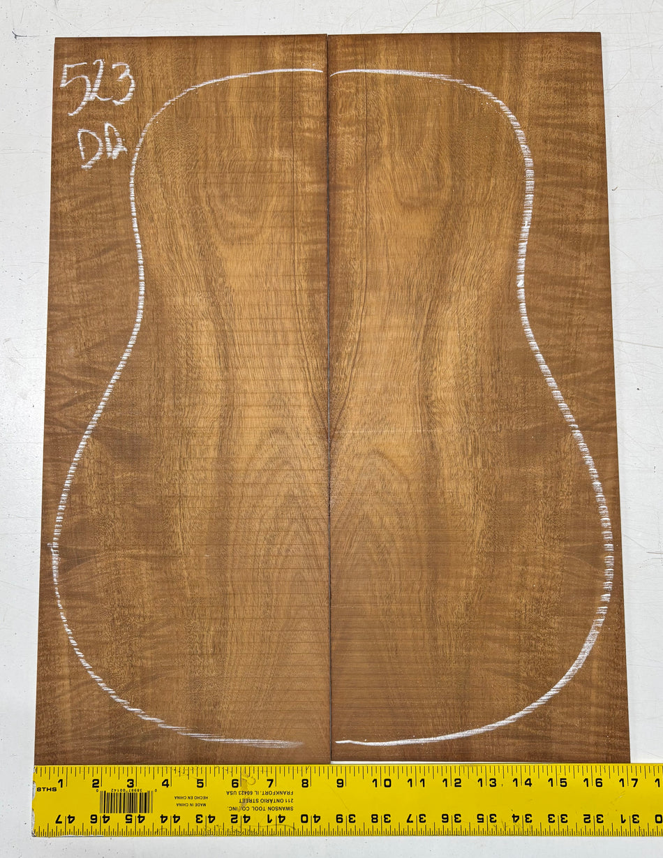 Figured Waterfall Flame Honduran Mahogany Dreadnought Guitar Back Set #523