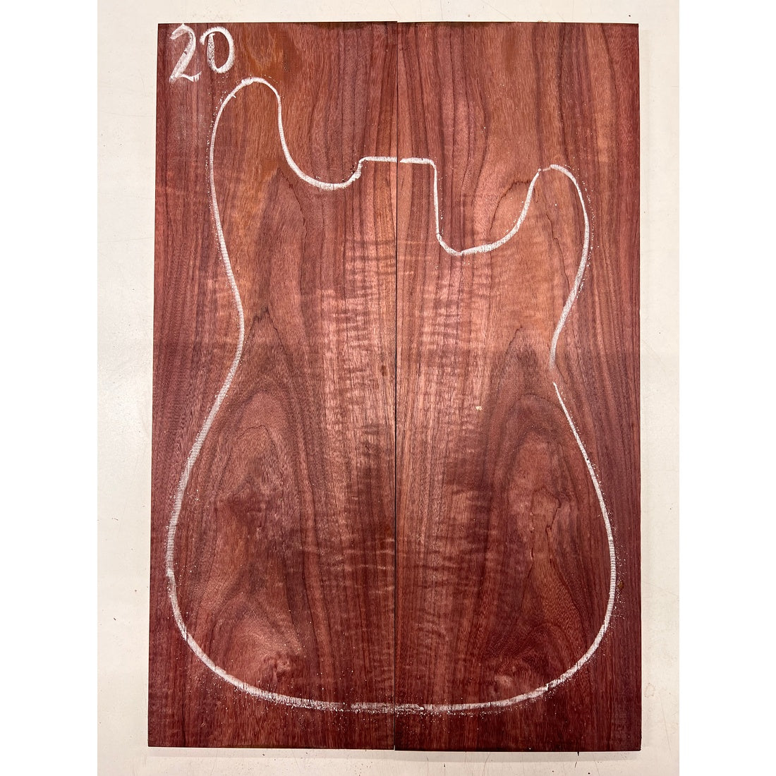 Flame Purpleheart Bookmatched Guitar Drop Tops 21" x 7" x 1/4" #20 - Exotic Wood Zone - Buy online Across USA 