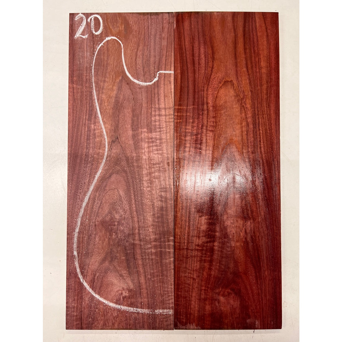 Flame Purpleheart Bookmatched Guitar Drop Tops 21" x 7" x 1/4" #20 - Exotic Wood Zone - Buy online Across USA 