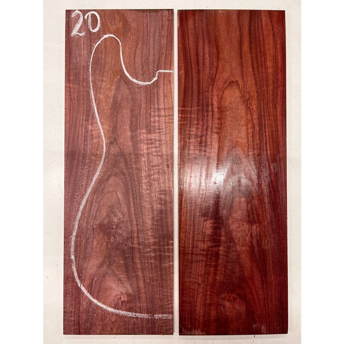 Flame Purpleheart Bookmatched Guitar Drop Tops 21" x 7" x 1/4" #20 - Exotic Wood Zone - Buy online Across USA 