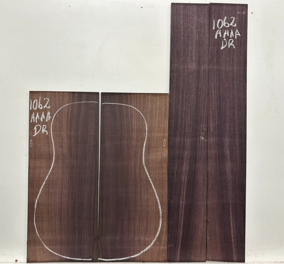 East Indian Rosewood Dreadnought AAAA Grade Guitar Back & Side Set #1062 - Exotic Wood Zone